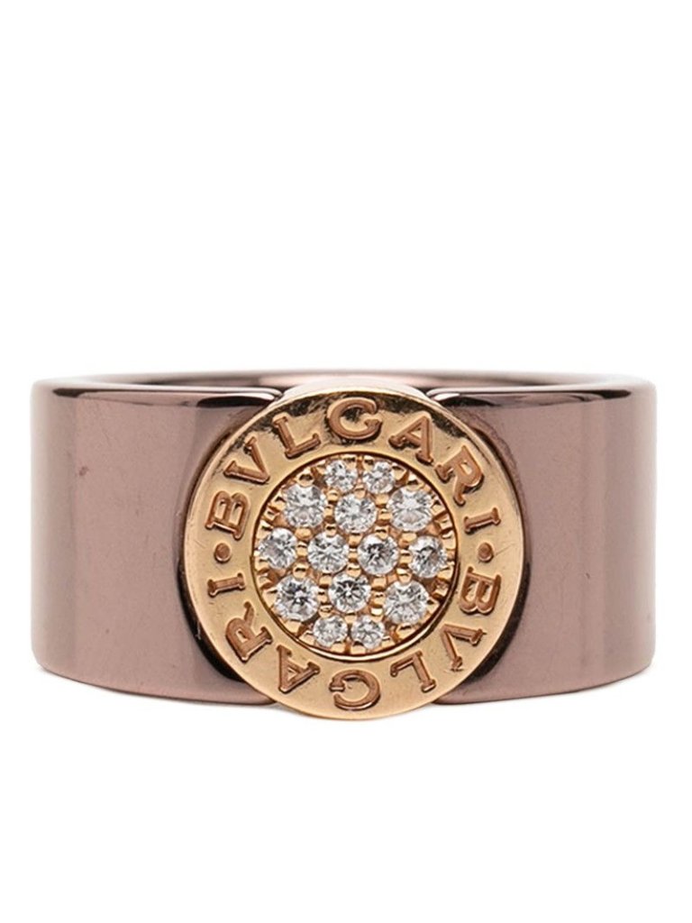 Bvlgari Pave Ring 51 18k Pink Gold Metal Diamond